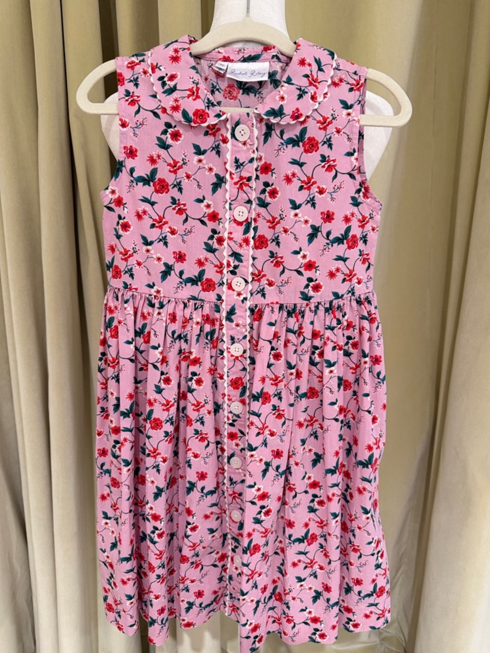 Rachel Riley - Girl’s Botanical Button-Front Pink Sundress - Floral - Size: 7Y